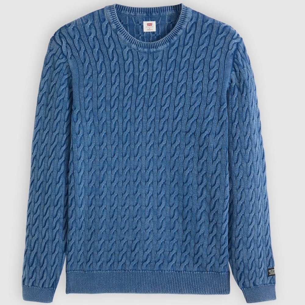 Levi’s Blue Cable Knit Crewneck Sweater Presidio True Indigo SZ L
